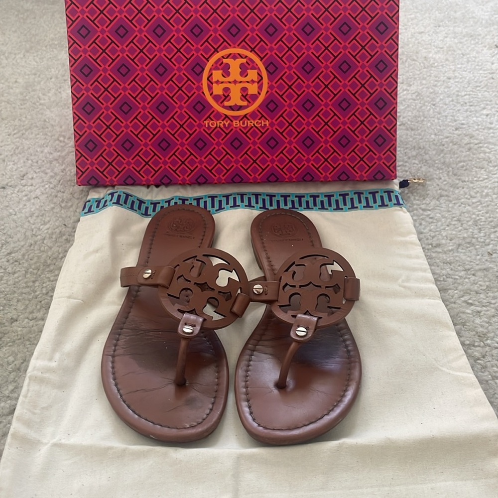 Cognac, Tory Burch, Miller sandals